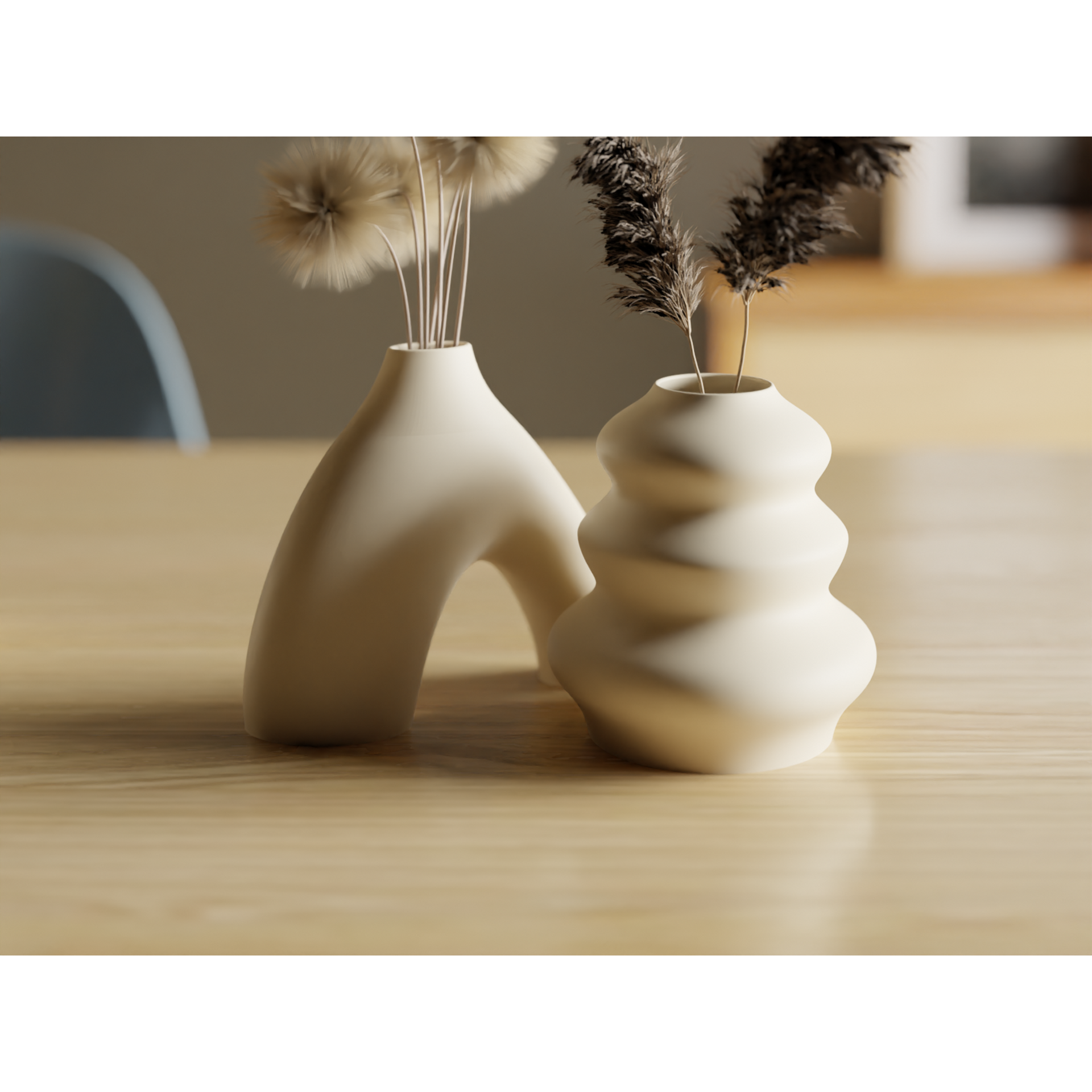 İkili Minimal Dekoratif Vazo Seti - 3D model 453 ürün görseli