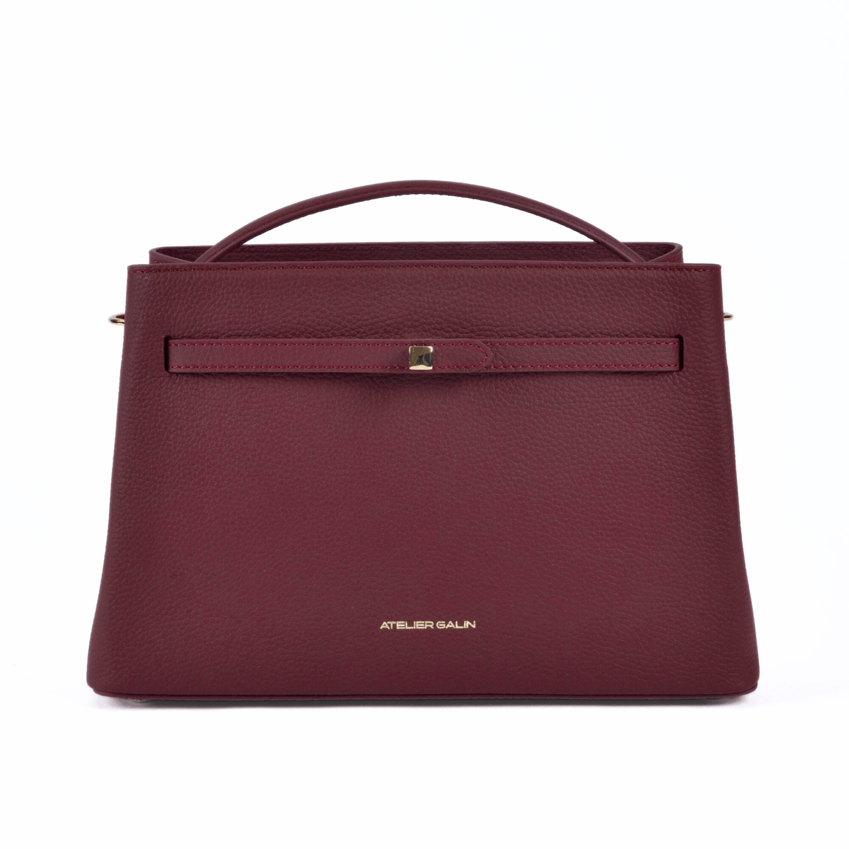 Atelier Galin Cube Lock Bag Merlot bordo hakiki deri çanta