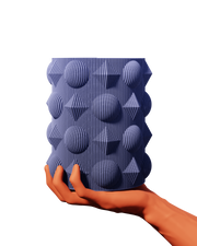Geometrik Kabartmalı Silindir Vazo ürün fotoğrafı 2