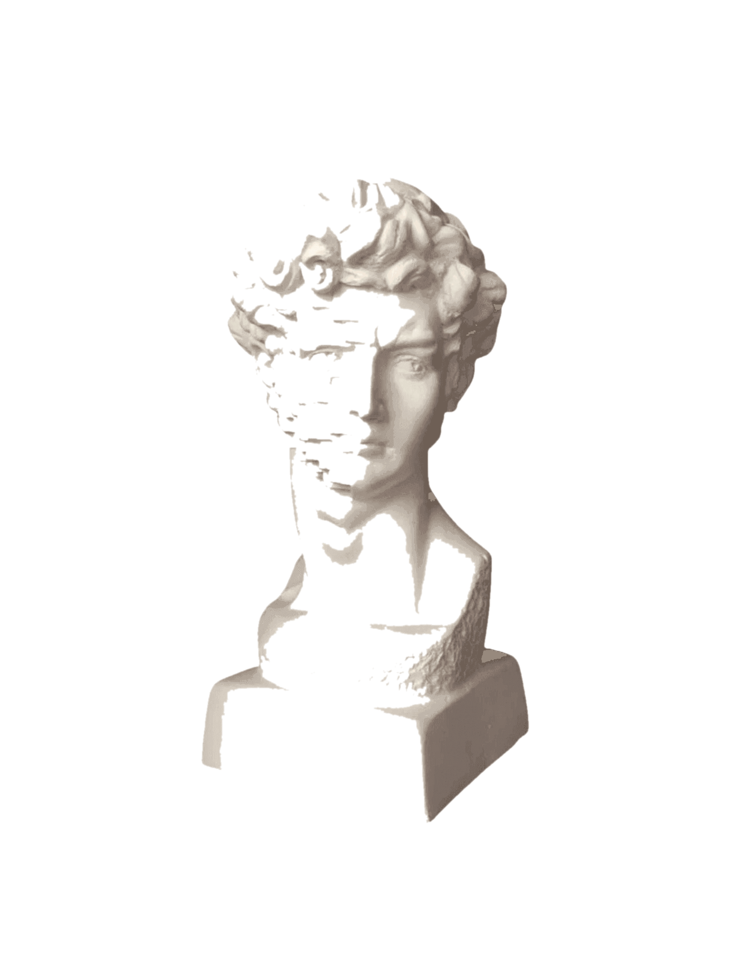 Drag&Drop transparent product image - Design David Bust - Pixels Face Sculpture