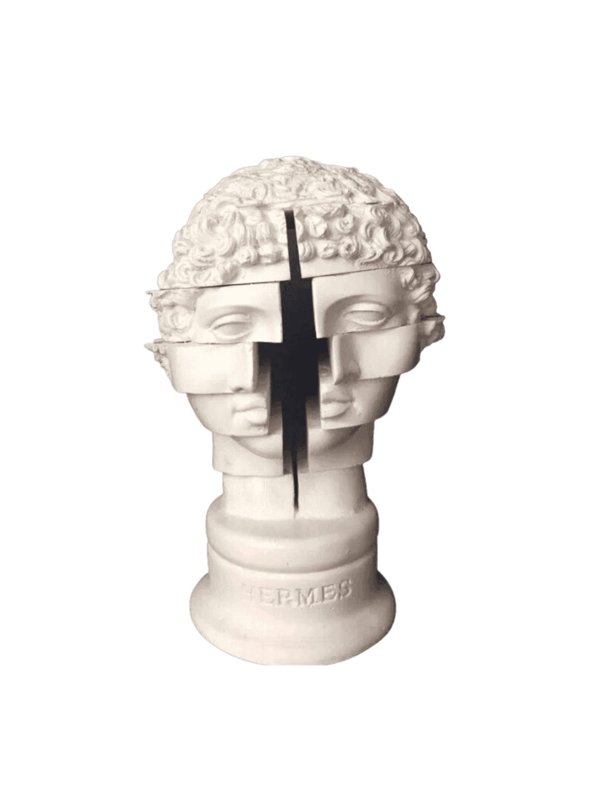 DESİNG HERMES BUST LEGO FACE – tasarım heykel şeffaf ana ürün görseli | Drag&Drop