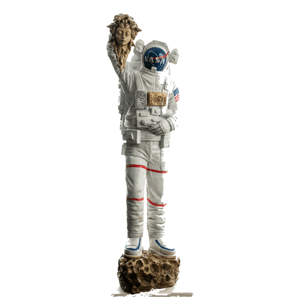 Design Medusa Astronaut Sculpture – dekoratif heykel şeffaf ana ürün görseli | Drag&Drop