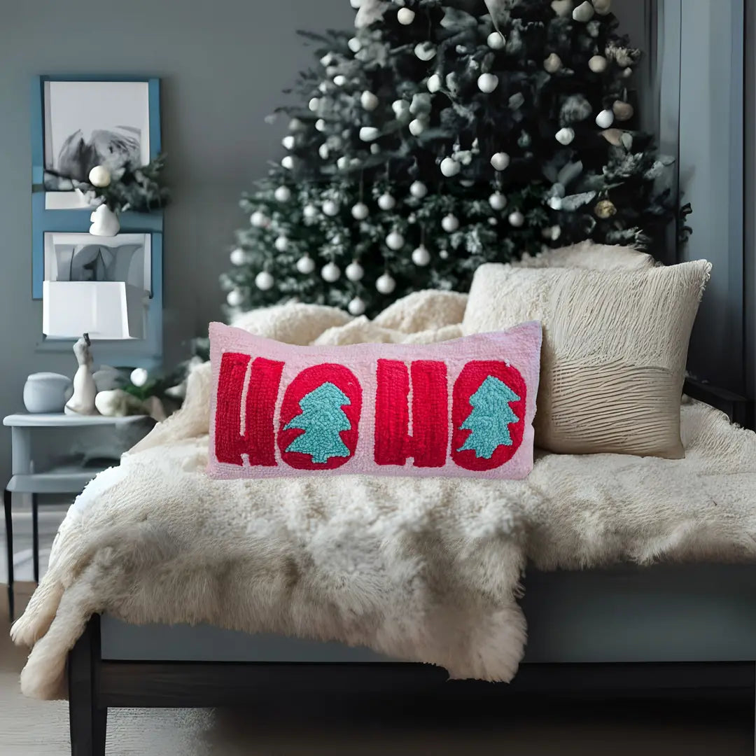 Ho Ho Yazılı Yılbaşı Tufting Kırlent - 1