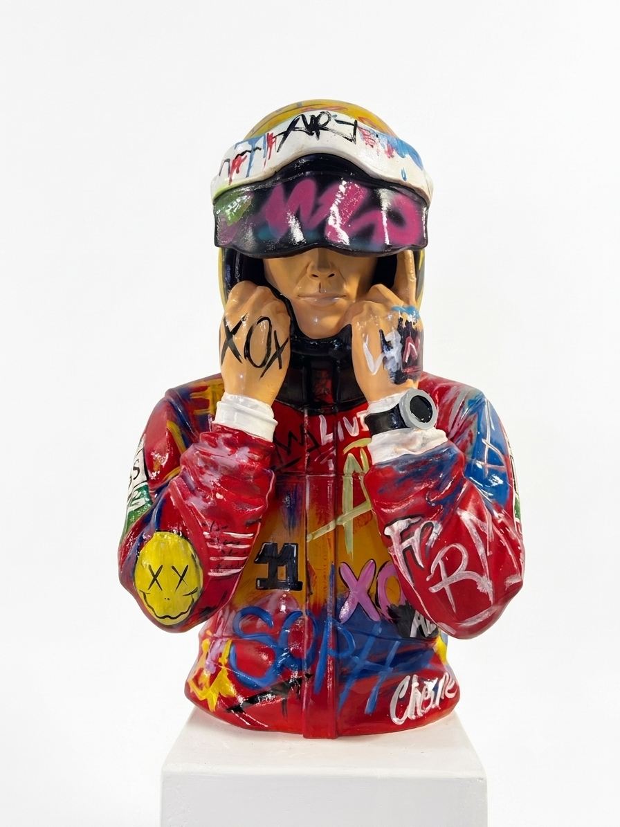 Pop Art Formula 1 Pilotu El Boyaması Büst Heykeli – kaynak ürün görseli | Drag&Drop