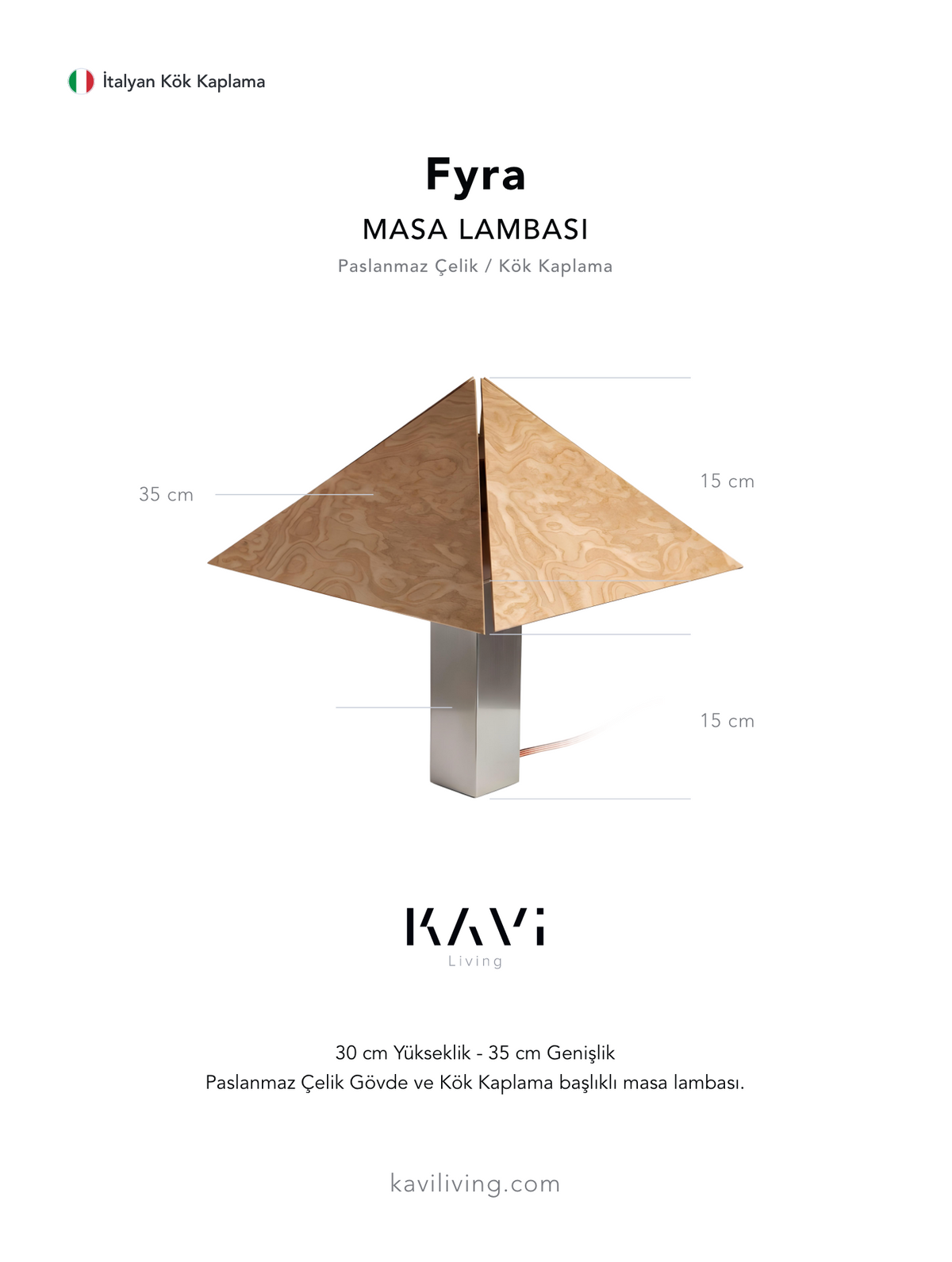 Kavi Living Fyra Masa Lambası - Kahve Kök M görsel 6