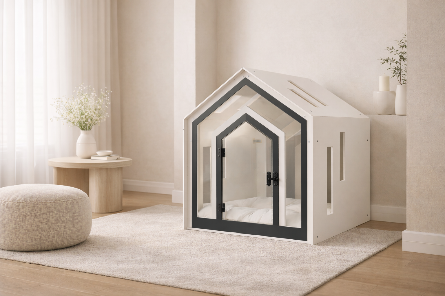 Lotus Ort Beyaz Modern Köpek Evi – resmî ürün fotoğrafı