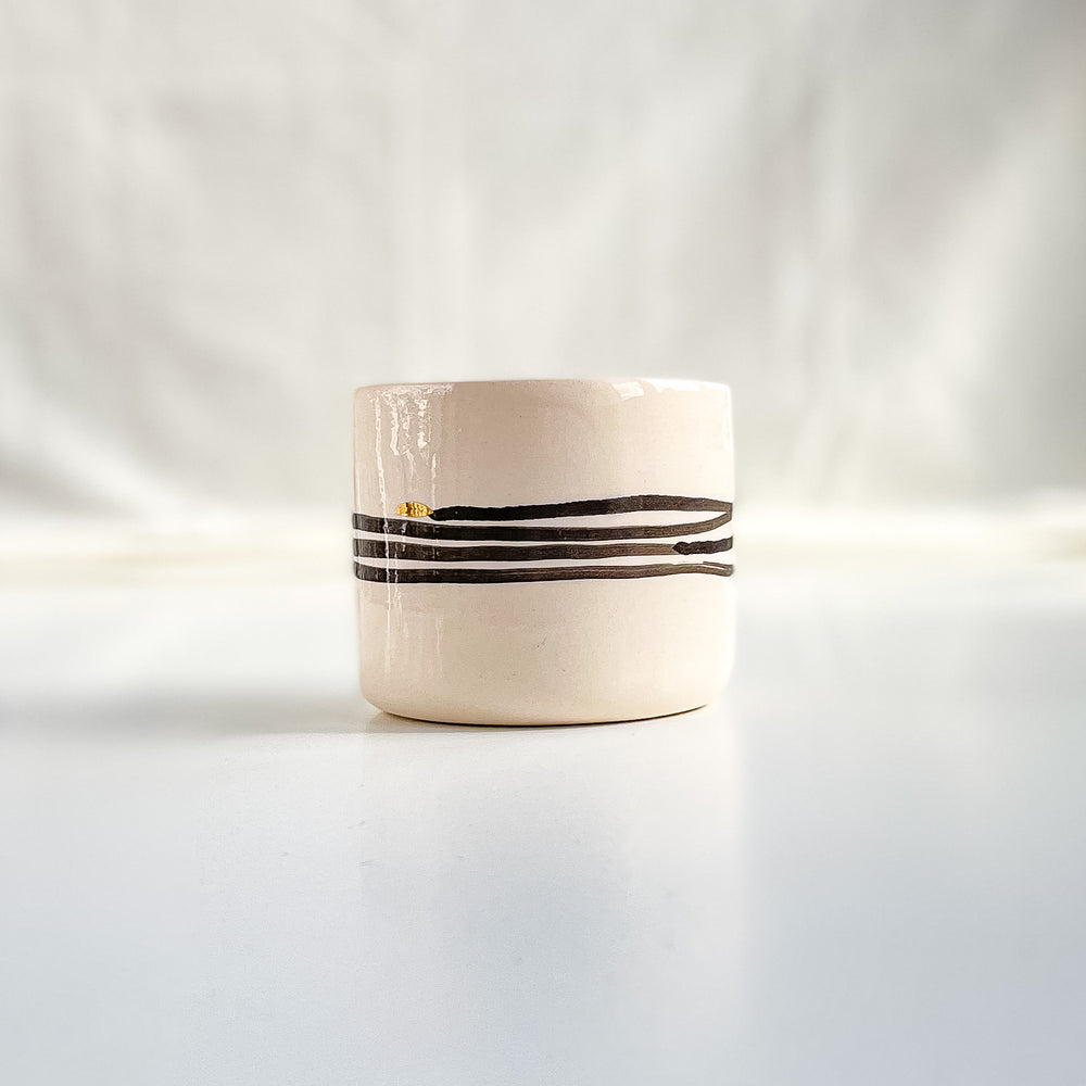 Fırça Desenli Altın Dekorlu Stoneware Bardak v3 - 1