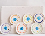 Nazar Boncuğu Desenli Altın Dekorlu Stoneware Altılı Tabak Seti v2 - 2
