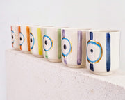 Nazar Boncuğu Desenli Altın Dekorlu Stoneware Altılı Bardak Seti - 1