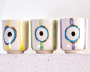 Nazar Boncuğu Desenli Altın Dekorlu Stoneware Altılı Bardak Seti - 4