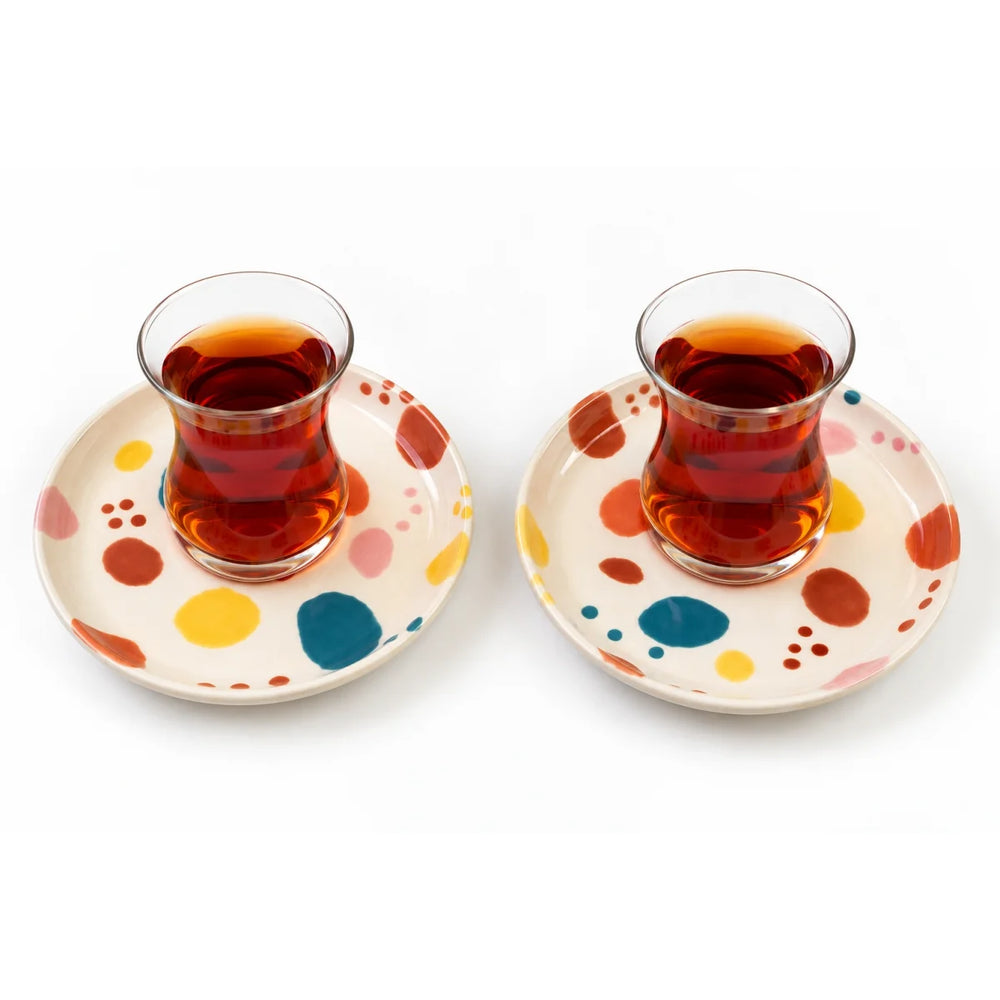 El Boyaması Seramik Çay Takımı - Mamezon Ceramics