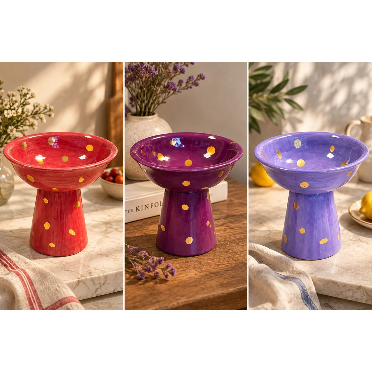 Dekorlu Seramik Ayaklı Sunumluk - Mamezon Ceramics görsel 2