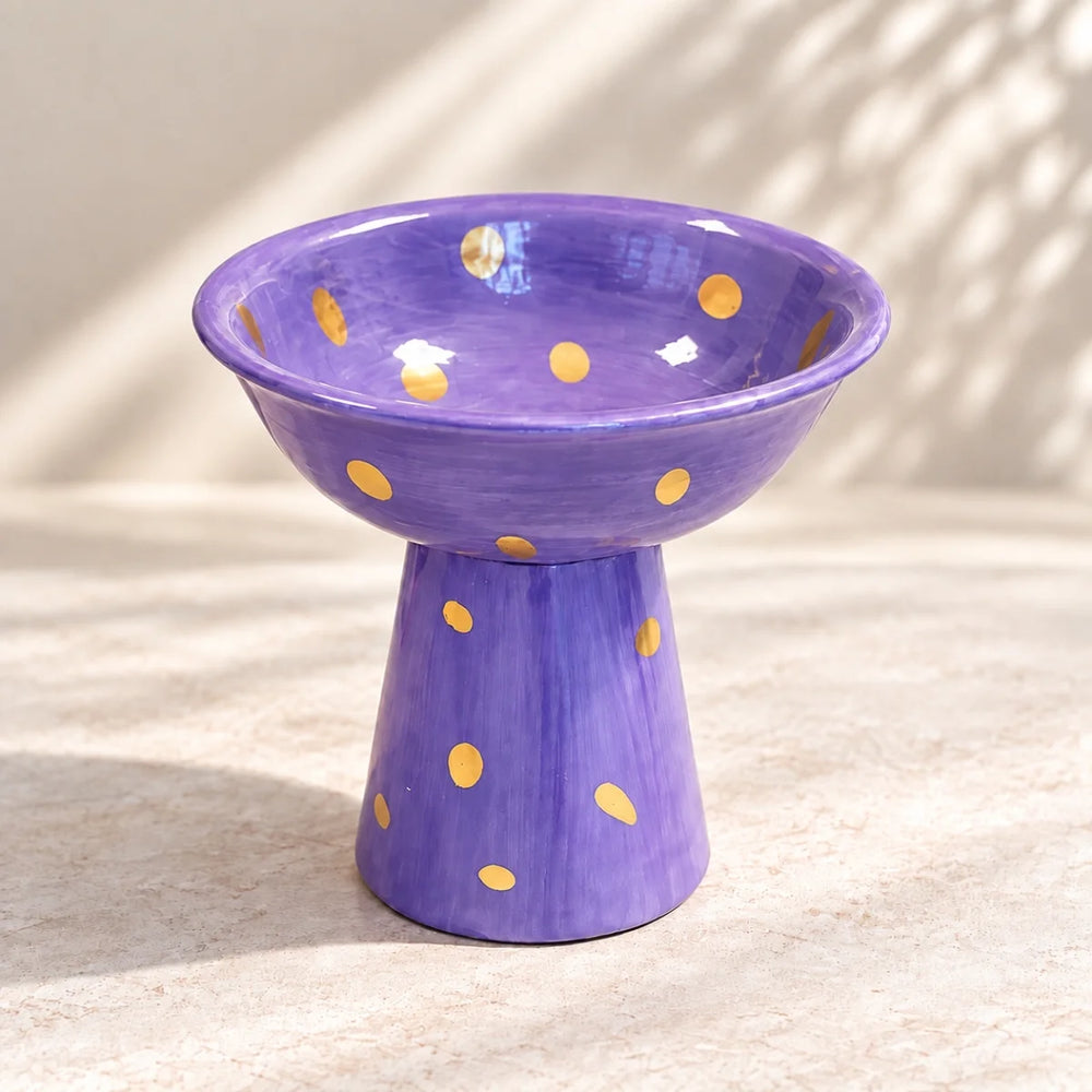 Dekorlu Seramik Ayaklı Sunumluk - Mamezon Ceramics