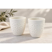 Üçgen Dokulu Porselen Kupa - Mamezon Ceramics