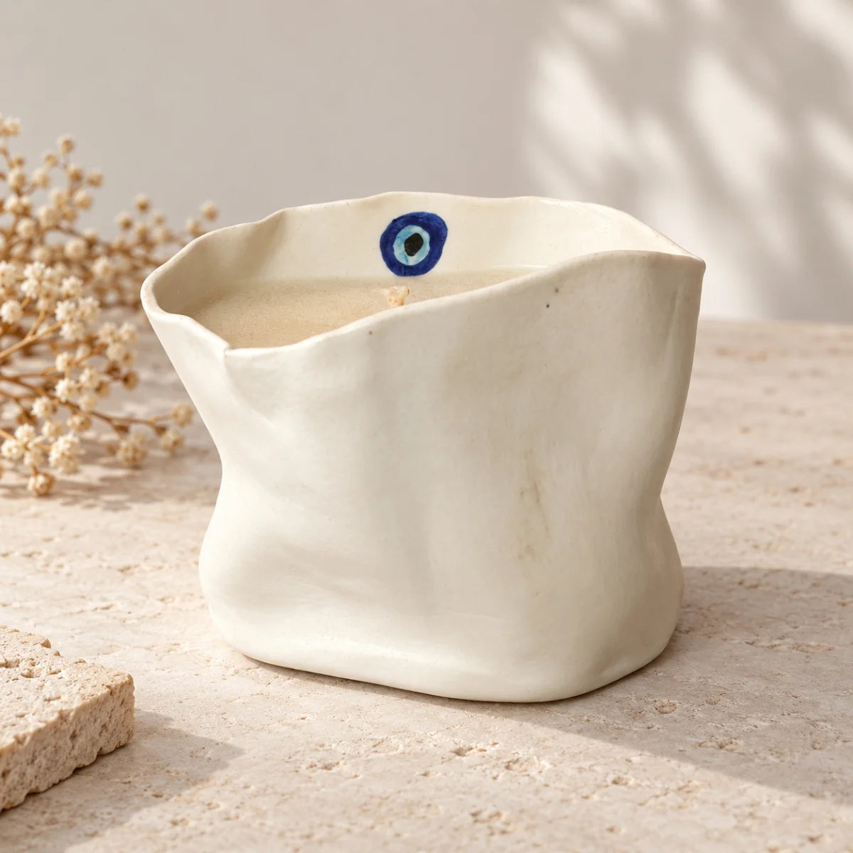 Nazar Boncuklu Stoneware Soya Mum - Mamezon Ceramics