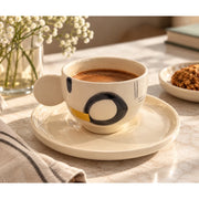 Siyahbeyaz Seramik Türk Kahvesi Fincan Seti - Mamezon Ceramics görsel 2