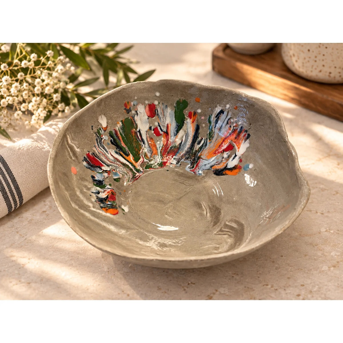 Stone Akışkan Seramik Kase - Mamezon Ceramics görsel 2