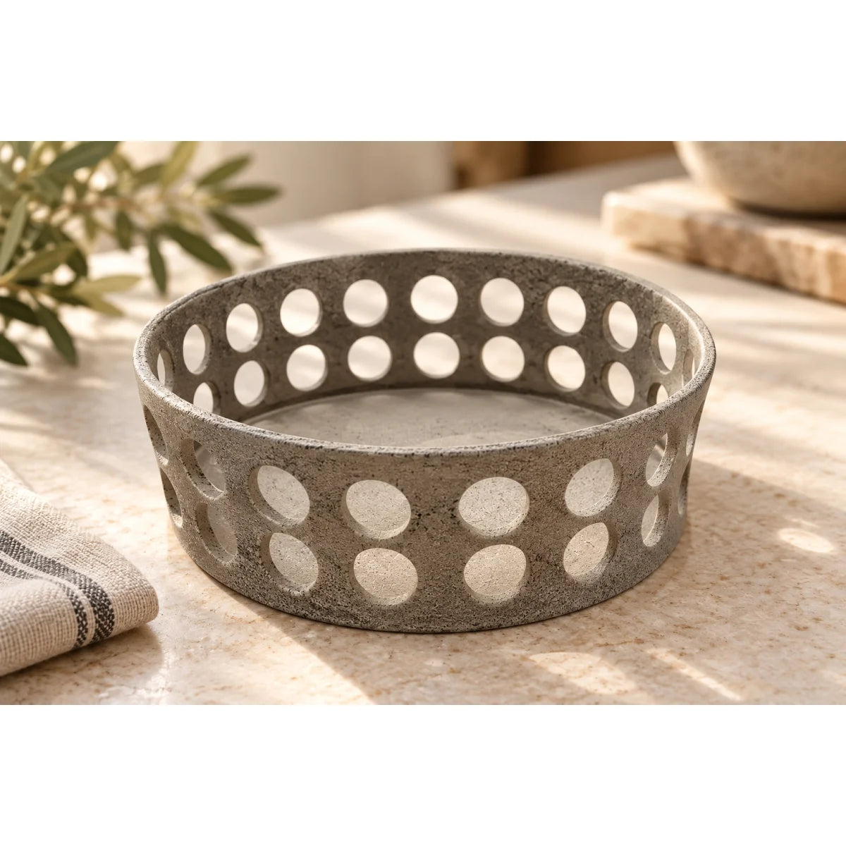 El Yapımı Delikli Stoneware Kase - Mamezon Ceramics