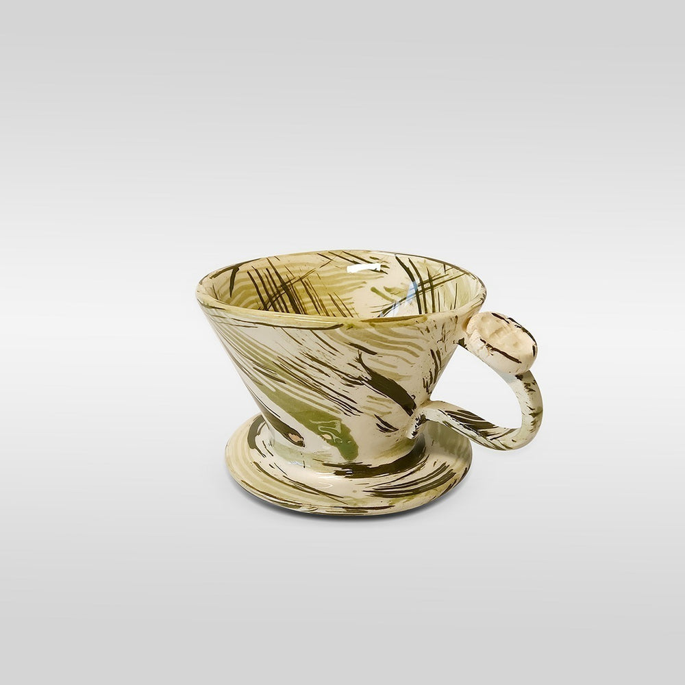 White Green Brush Effect Gold Kalita Dripper | Drag&Drop