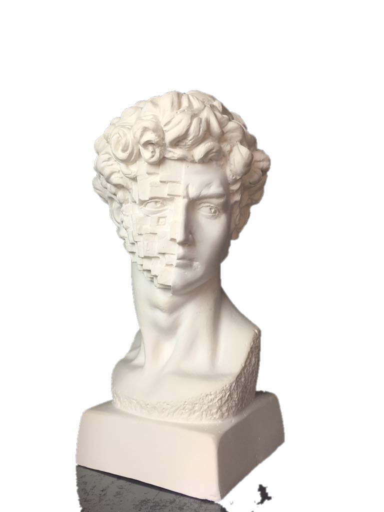 Drag&Drop transparent product image - Design David Bust-Pixels Face