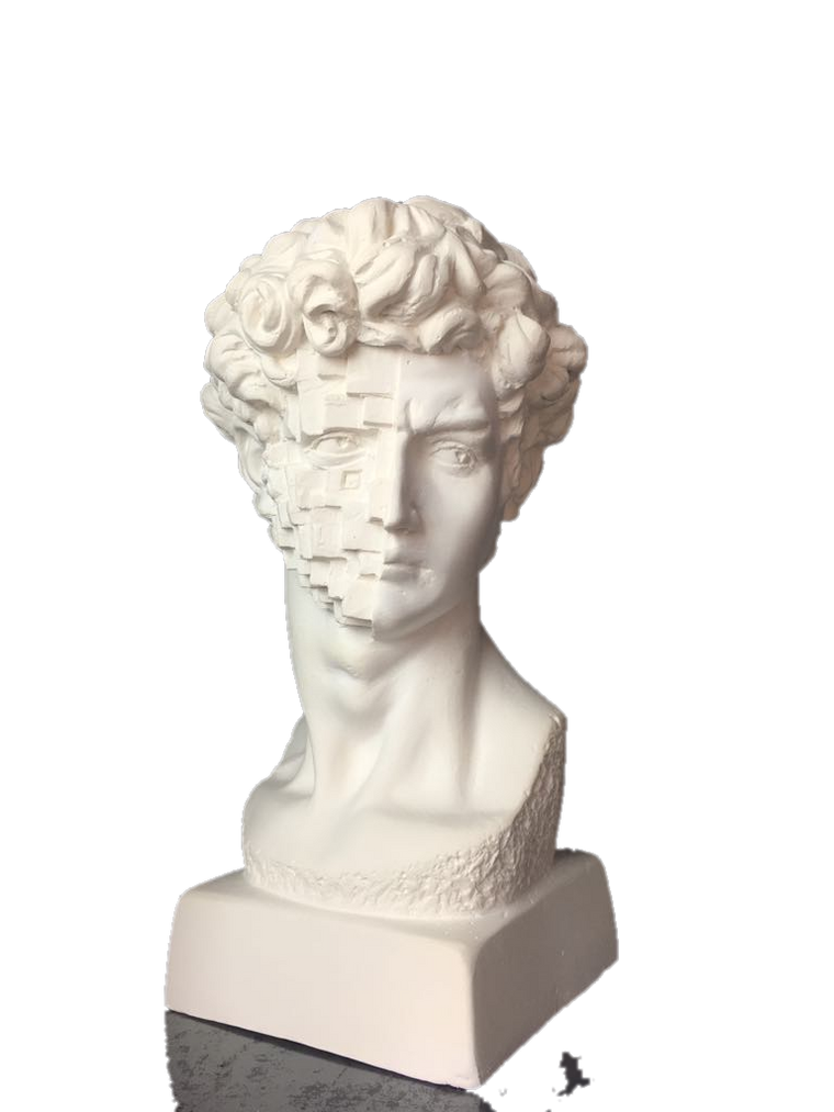 Drag&Drop transparent product image - Design David Bust-Pixels Face