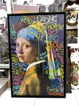 Drag&Drop transparent product image - İnci Küpeli Kız Street Art Tablo