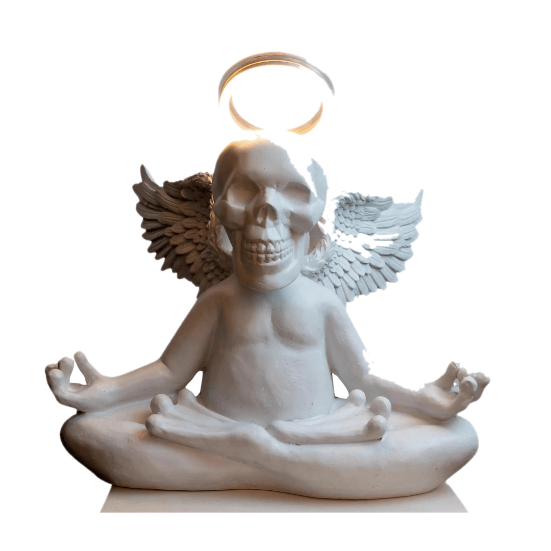 Yoga Skull – koleksiyon heykeli şeffaf ana ürün görseli | Drag&Drop